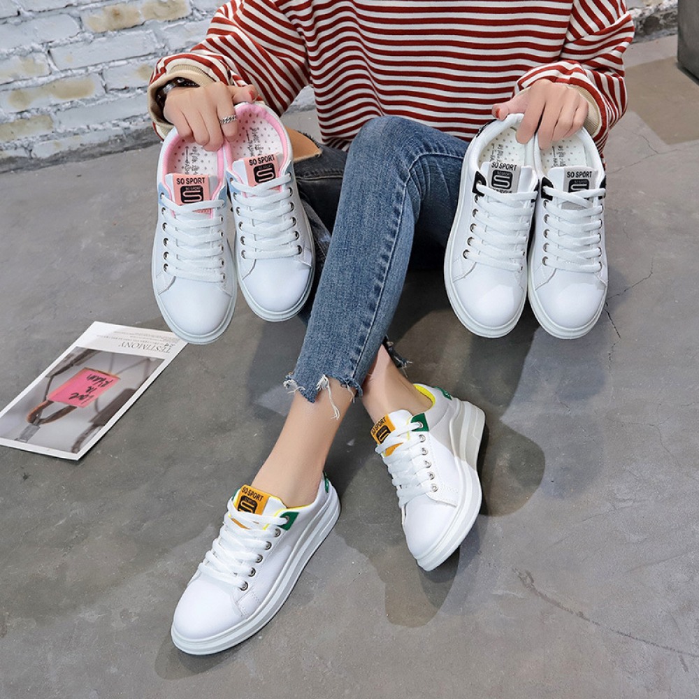 Fashion White Women's Thick-Soled Board Shoes