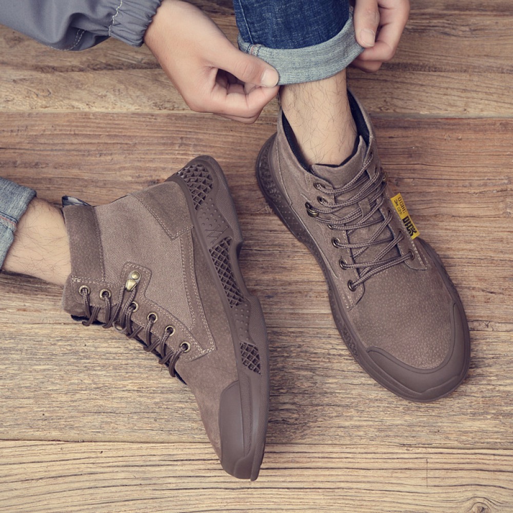 Men's Autumn and Winter New High-Top Boots Trend Tooling Military Martin Boots